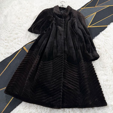 SAGA VISONE Cappotto pelliccia visone rasato marrone lungo L Giappone