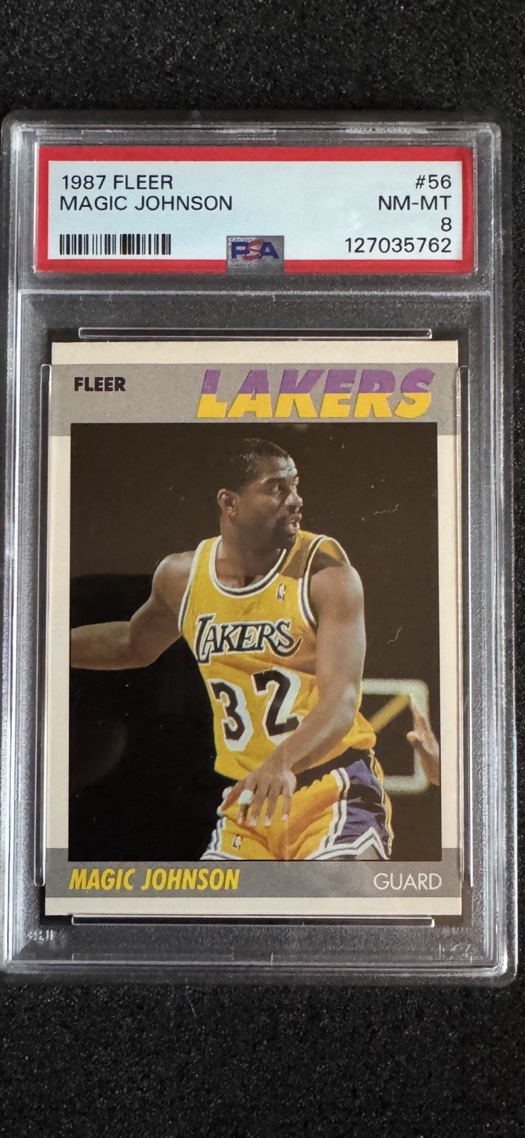 1987 Fleer Basketball MAGIC JOHNSON #56 PSA NM-MT 8
