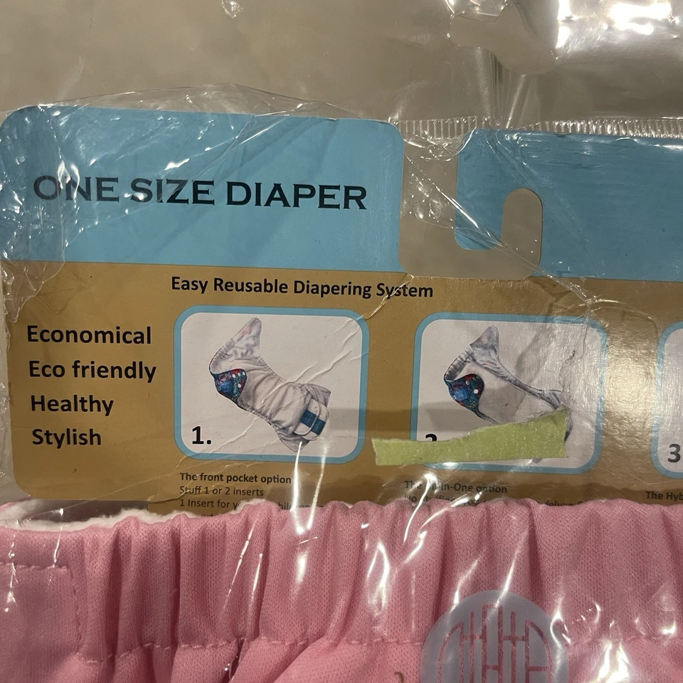 Pañales de tela reutilizables lavables Charlie Banana Baby rosa talla única 7-35 libras Foto 4 de 4