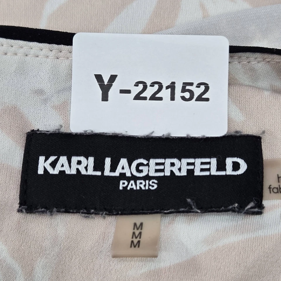 Blusa Karl Lagerfeld Paris Mujer M Beige Floral Botón Cuello Redondo Foto 3 de 4