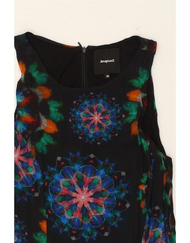 DESIGUAL Womens Graphic Sleeveless Maxi Dress EU 38 Medium Black Viscose BT71 - 第 3/3 張圖片