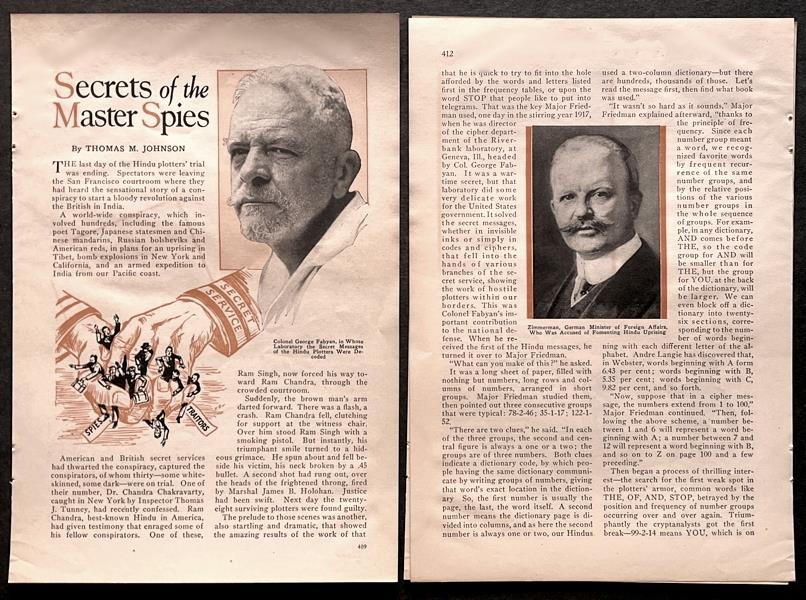 WWI Hindu–German Conspiracy 1932 Exposé “Secrets of the Master Spies” pictorial