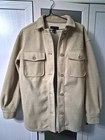 New Look Beige Shacket Jacket Button-Up Fleece Collared Pockets UK 10
