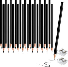 24 Pack Black Colored Pencils for Kids, Pre-sharpened Art Pencils Back to School