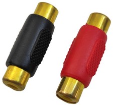 Q-Power Set of Red Black RCA Female to Female Coupler Adapter Gold Plated