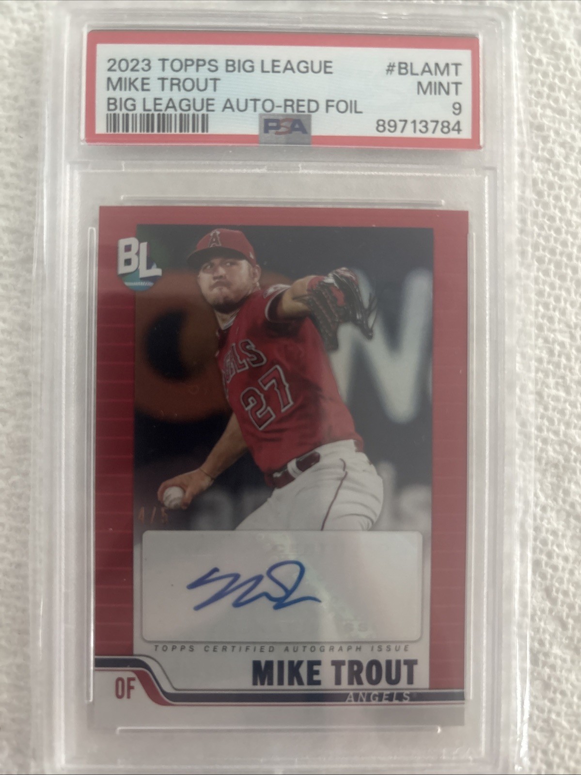 Mike Trout 2023 Topps Big League /5 Auto Psa9 Mike Trout Auto  big league Red