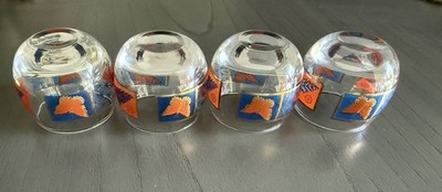 Cera Roly Poly Lowball Glasses Vintage MCM Orange Blue Gold Set Of 4 Barware