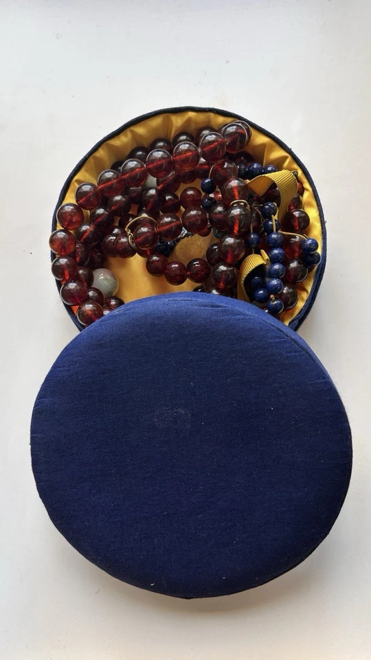 Colar Chao Zhu âmbar natural corte da dinastia Qing com caixa 108 contas âmbar 12 mm - Imagem 2 de 4