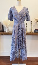 Sz 8 Anthropologie Moulinette Soeurs Genevieve Lace Dress Hi Low Lavender Sheer