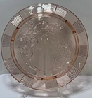 VTG 1930s Federal Depression Glass Sharon Pink Cabbage Rose Footed Cake Plate