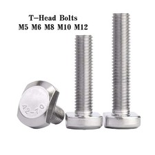 T-Head Bolts M5 M6 M8 M10 M12 T Track Bolts For Washers & Nuts A2 304 Stainless