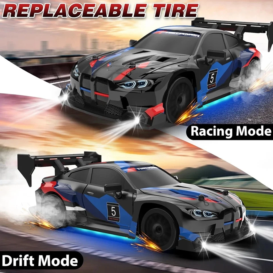 2,4G RC Drift Car 1:24 4WD Fernbedienung 30KMH Hochgeschwindigkeits-Rennfahrzeug - Bild 4 von 4