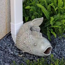 Fish Gutter Downspout Extender Statue Patio Outside Lawn Rainwater Diverter