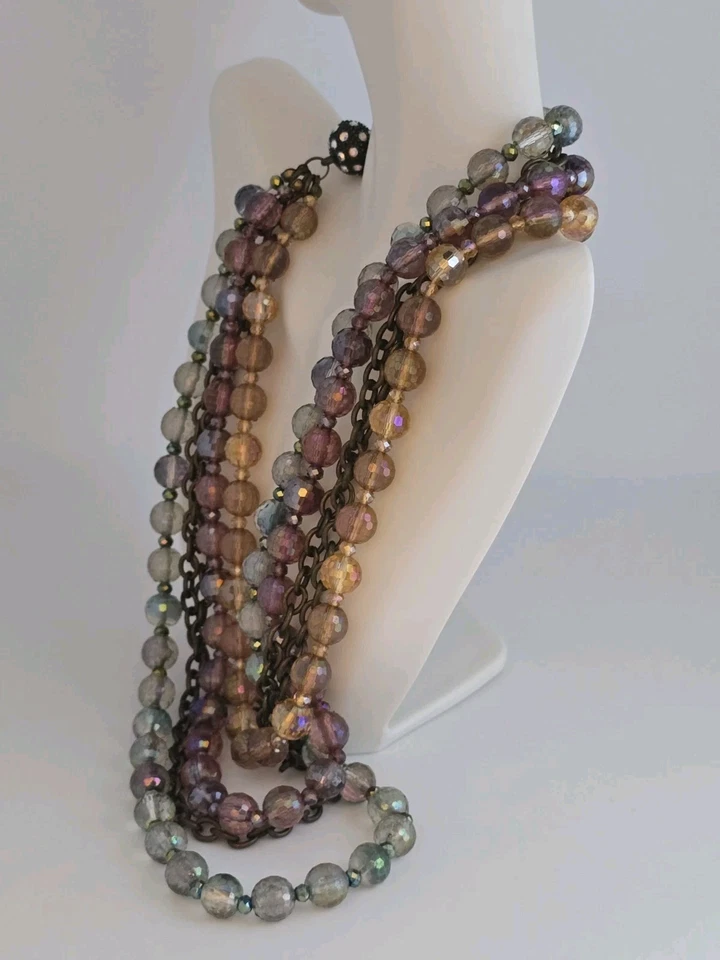 COLLAR DE PASARELA MULTIMARCAS CRISTALES BOREALES Y CADENAS CHAPADAS EN LATÓN☆PREMIER☆22" Foto 3 de 4