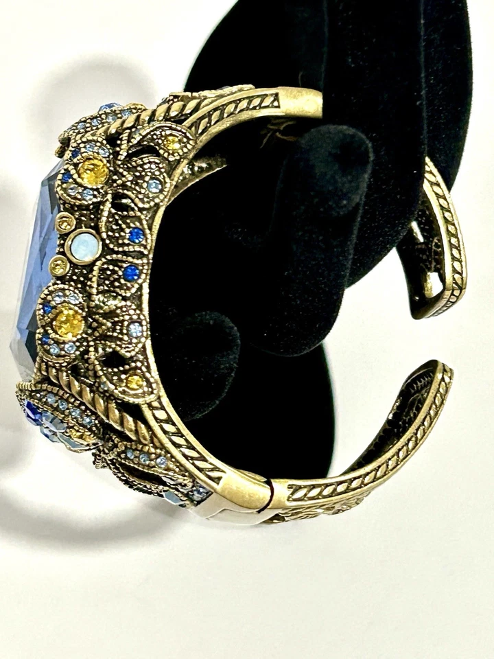 Brazalete con bisagras HEIDI DAUS Impresiones Irresistibles Piedra Azul Art Deco Foto 2 de 4