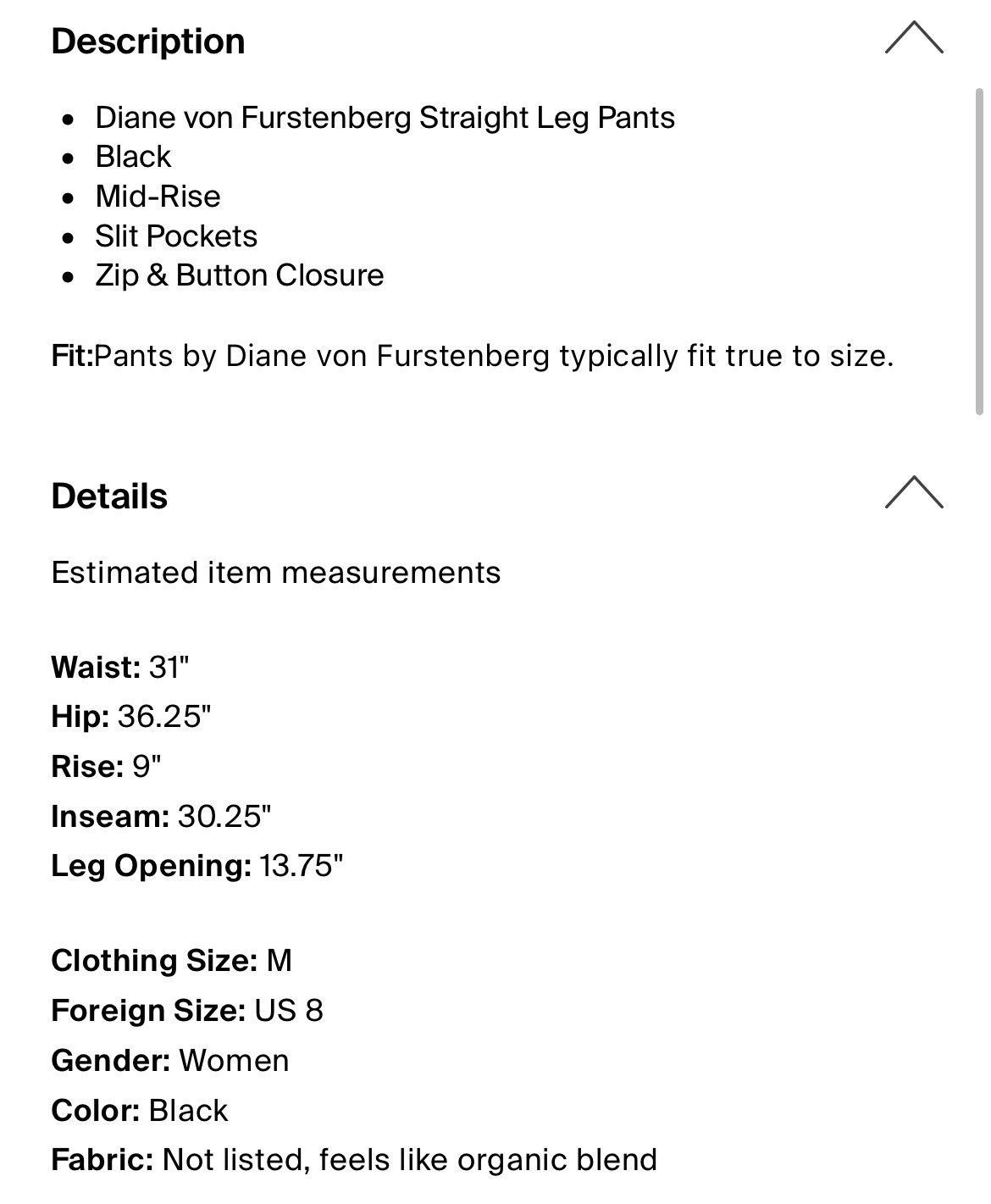 diane von furstenberg Authentic Solid Black Strai… - image 4