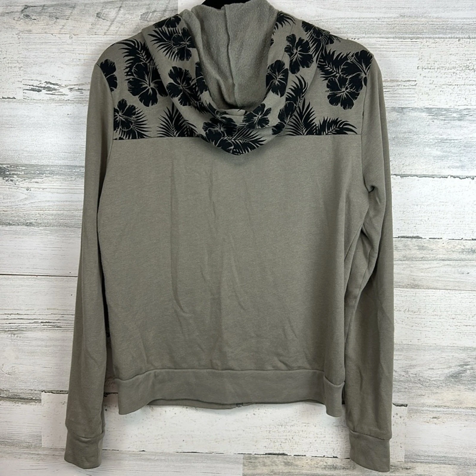 victoria-secret-vs floral long sleeve zip up contrast hibiscus hoodie
