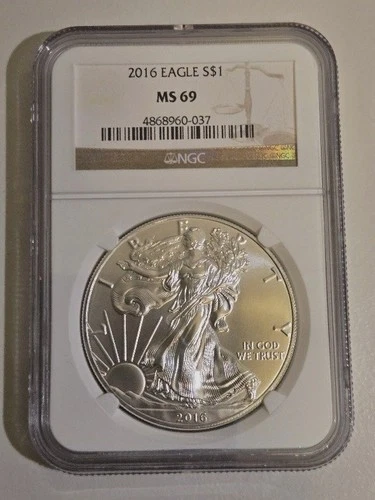 2016 American Silver Eagle $1 Coin NGC Graded MS 69