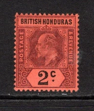 (027)    British Honduras KEVII 1902-04 (Wmk CA) 2c. Wmk Inverted SG81w LM/Mint 