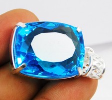 Natural Blue Aquamarine 69.55 Ct Cushion Cut 925 Solid Silver Pendant Certified