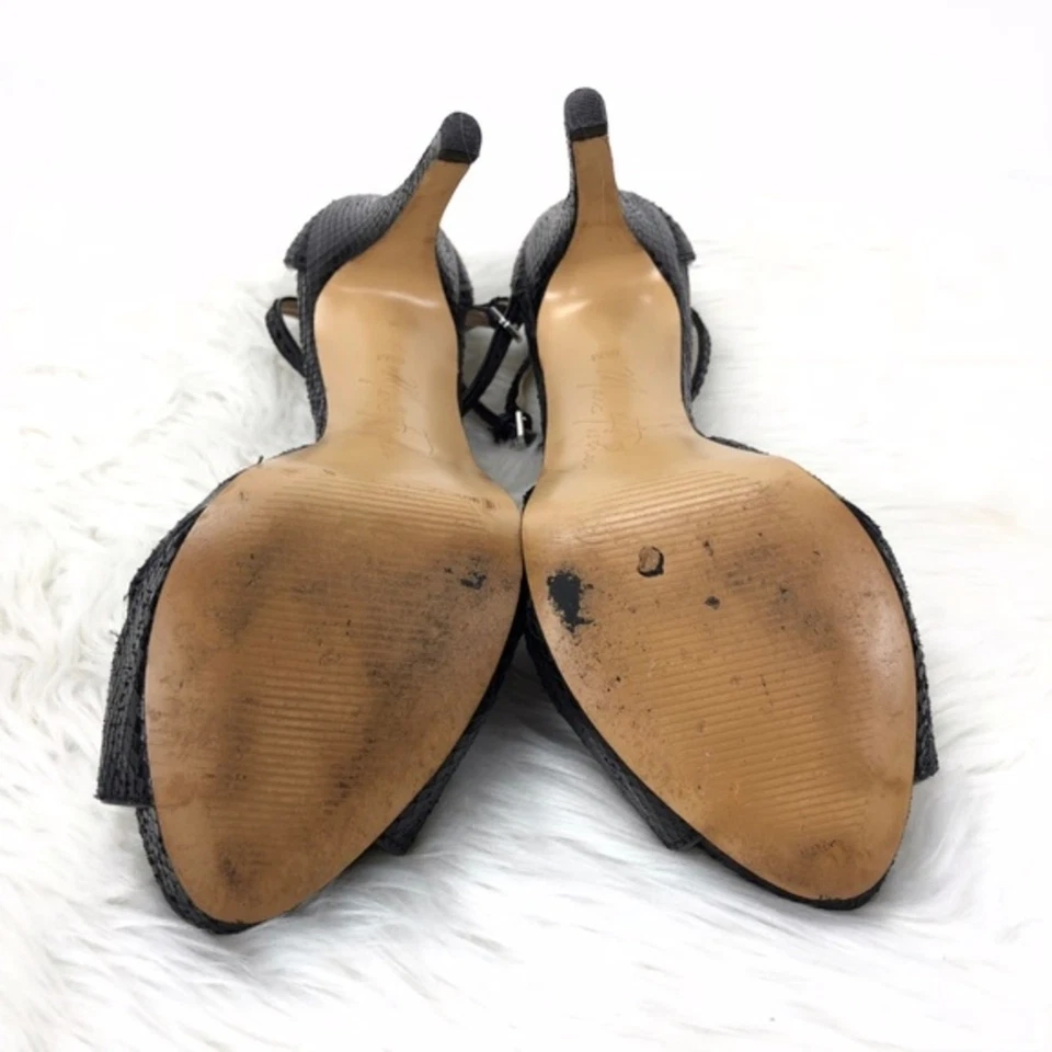 Marc Fisher 8.5 Mujer Negro MFTRANQUIL Correa de Tobillo Repujado Peep Toe Tacones Foto 4 de 4