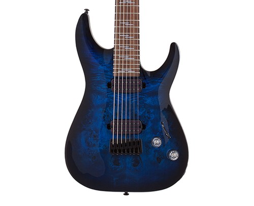 Schecter 2458 Omen Elite 7 Guitar Rosewood Fretboard See Thru Blue Burst