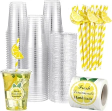 100 Sets of Lemonade Cups - Fun Disposable Drinkware for Parties