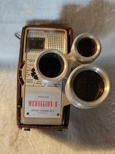 Vintage Medallion 8mm Movie Camera And Leather Case, Flash, Lens Kit, Exp Meter