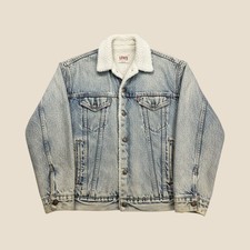Levi's Denim Jacket Mens S Blue Acid Wash Sherpa Lined Trucker 70609 Vintage 80s
