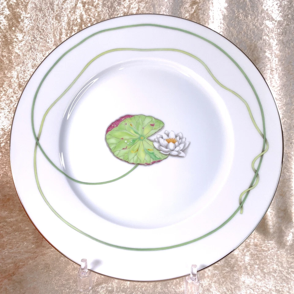 Juego de 2 vajilla de porcelana Hermes Nil plato de cena verde loto nilo 27 cm con caja Foto 4 de 4