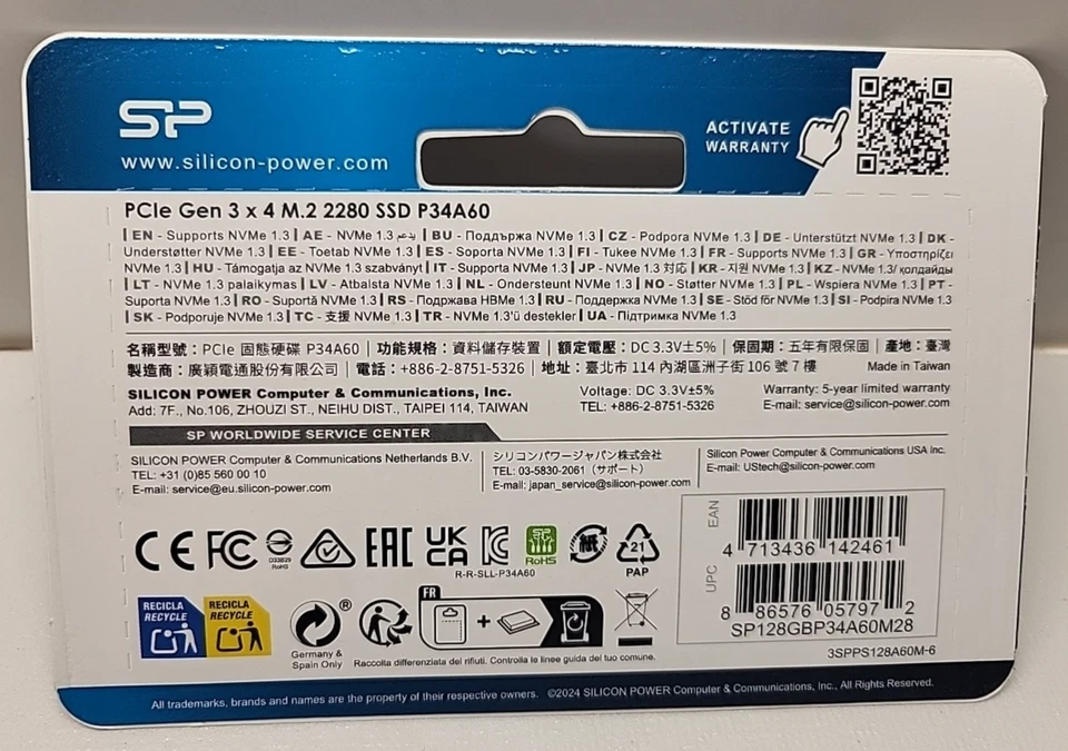 Silicon Power P34A60 M.2 2280 128GB PCI-Express 3.0x4 Internal Solid State Drive - Image 3 of 3