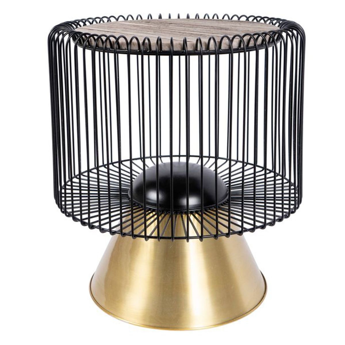 Table d'Appoint Design Malibu 56cm Marron en Bois Noble et Métal Artisanal