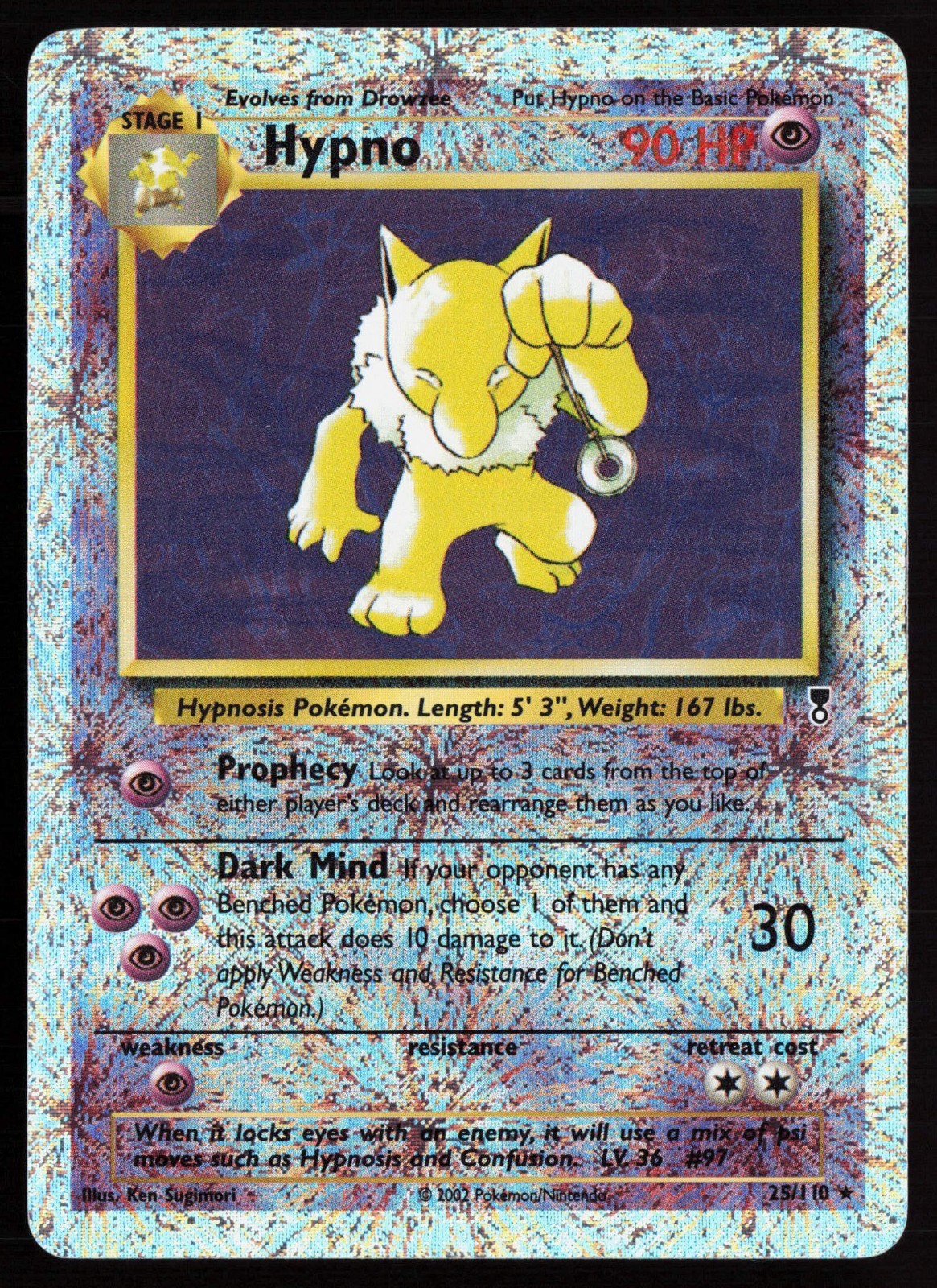 2002 Pokemon Legendary Collection Reverse Holo Foil /110 Hypno #25 NM