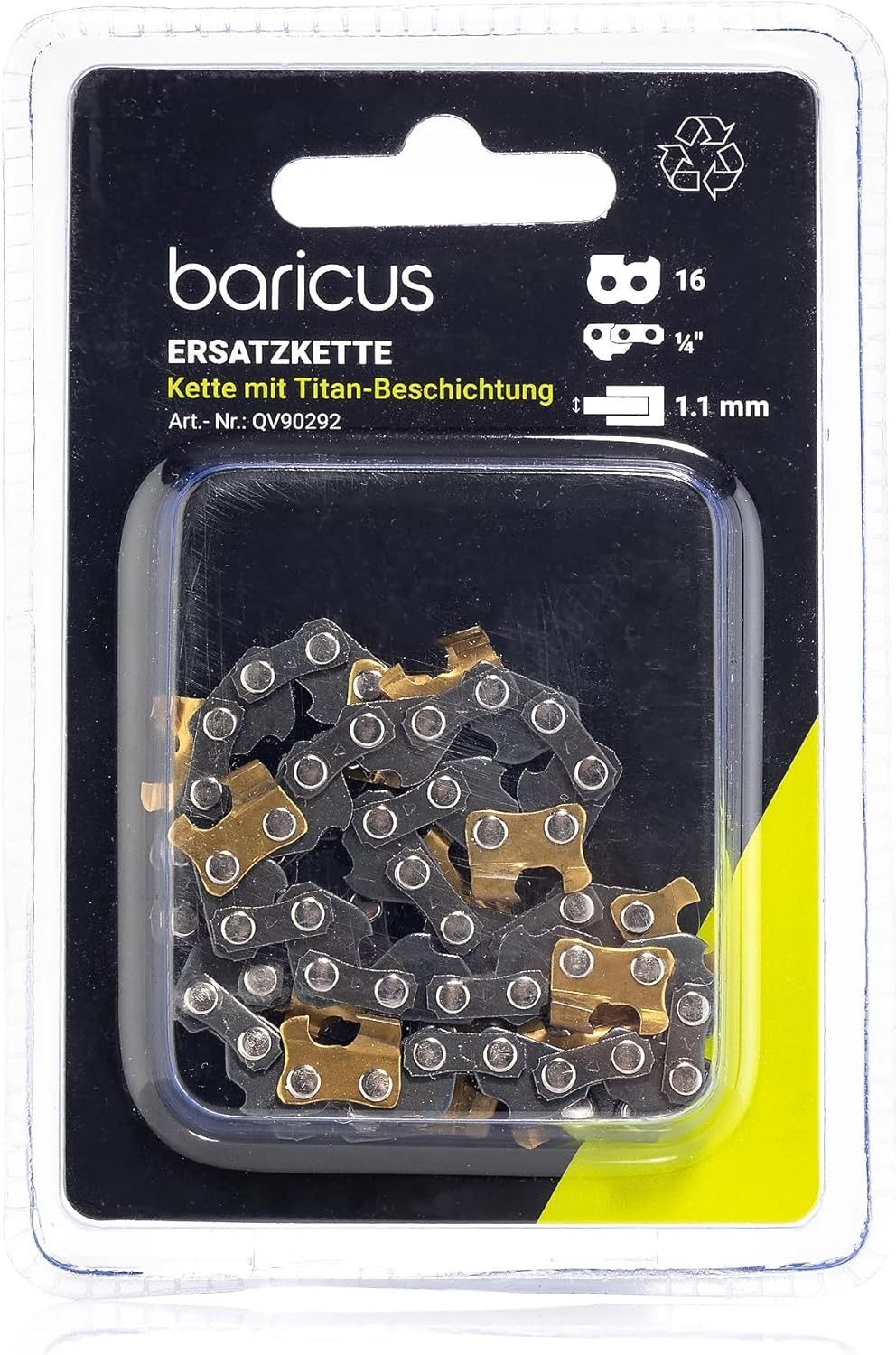 Baricus Ersatzkette für Kettensäge - Einhandkettensäge 18V - Titan-Beschichtung