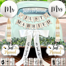 33 Pc Just Married Car Decorations   Wedding Reception  Ceremony Decor   Banner