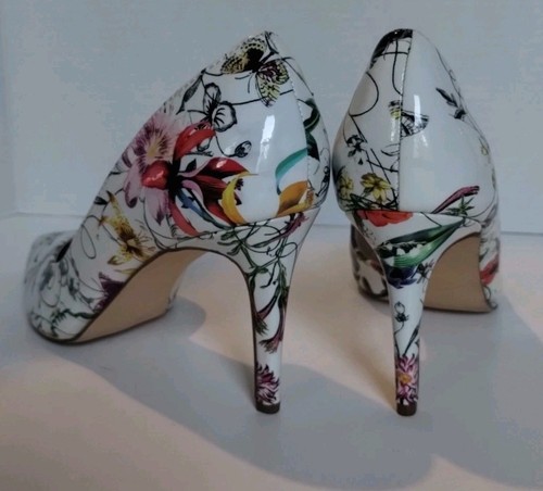 Women's Size 9 M High Heels Dress Shoes White Wildflower Nature Roza Just Fab - Picture 8 of 15