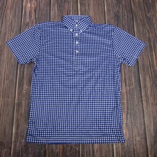 Collars  Co Polo Shirt Mens Small Blue Gingham Dress Collar Performance Golf