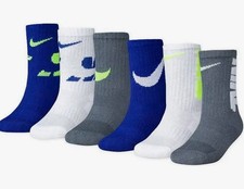 Boys Nike 6-pack Dri-fit Performance Cushioned Crew Socks Size x Small