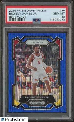 2024 Panini Blue Wave Prizm DP #86 Bronny James Jr RC Rookie 247/249 PSA 10