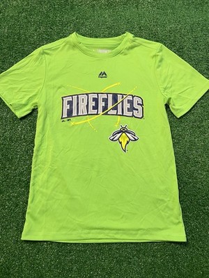 Columbia Fireflies Baseball Team T Shirt Green Front Logo Size Youth Medium NWOT