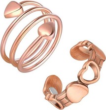 "2 pcs Copper Magnetic Ring for Women Men 99,99 Solid Pure Copper Adjustable wi