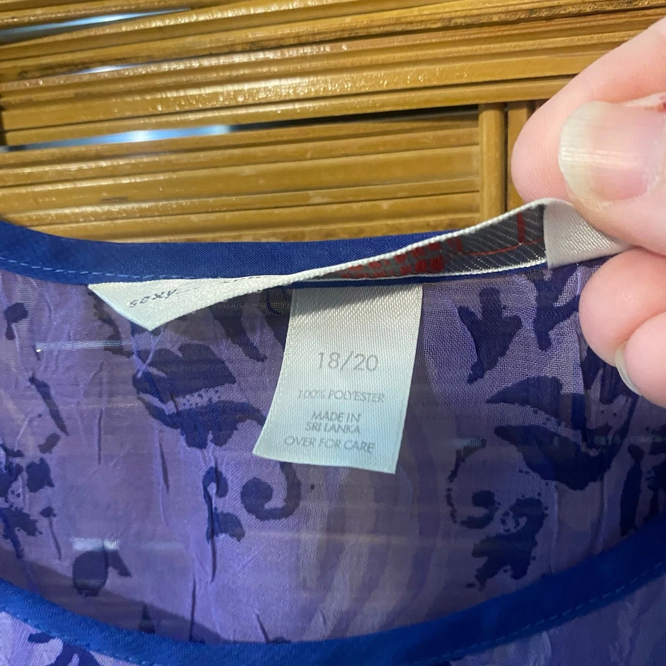 Cacique Sheer Purple Floral Pajama Set 18/20 Mesh Tank & Shorts Sleepwear - Image 4 of 4