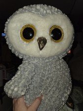 Ty Beanie Boo’s Owlette The Owl Plush Big Eyes Gray 18 Inch Plus Baby