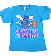 Vintage 90s Charlotte Hornets T Shirt Mens Medium Logo 7 Single Stitch NBA Tee