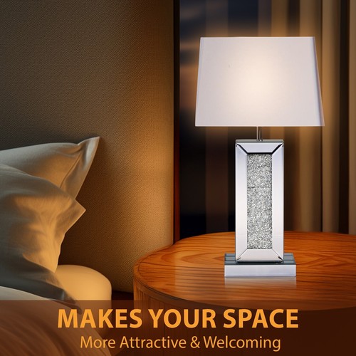 Mirrored Table Lamp Shade Crushed Diamond Crystal Shaped Crystal Sparkly Mirror - Picture 8 of 16