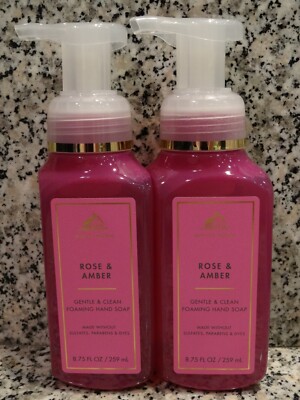 Bath & Body Works Rose & Amber 2 Gentle & Clean Foaming Hand Soap-New