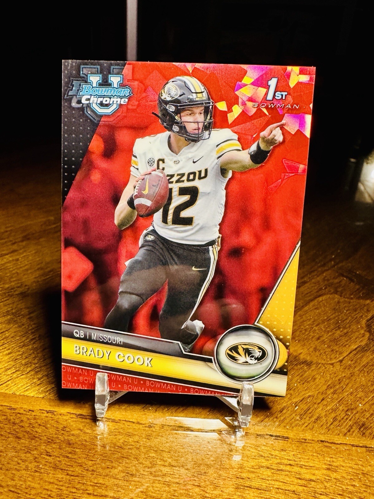 Brady Cook 2023 Bowman Chrome U Sapphire Red Refractor 1st Rookie SP /5 Mizzou
