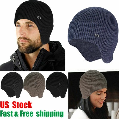 wool fleece winter working cap with ear flap