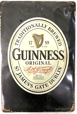 TIN SIGN new 8x12 Guinness beer label English pub bar Britain Dublin Ireland TT