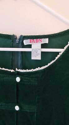 Vintage 90s FADS Emerald Corduroy Dress - Ren Fair Grunge Cottagecore Size  16 | eBay